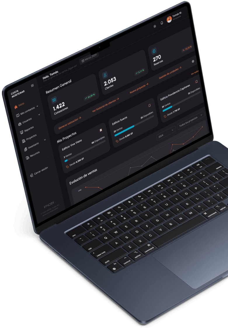 imobi corriendo en un notebook: dashboard con métricas comerciales