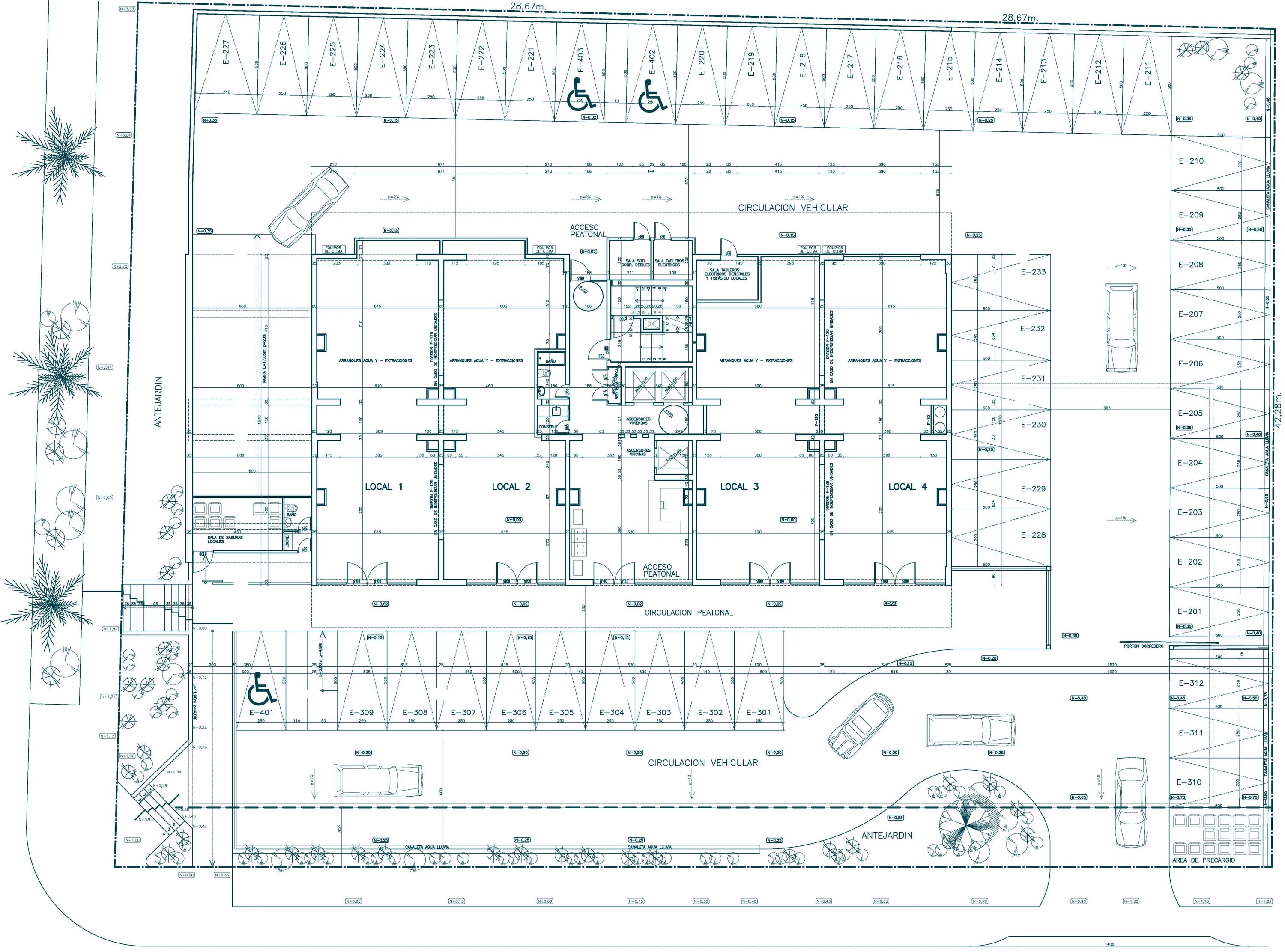 Plano real de una planta de edificio gestionado en imobi, con el estado de cada unidad